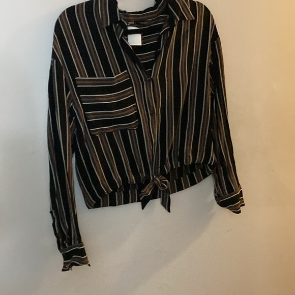 ZARA BLACK & BROWN BLOUSE - Picture 2 of 8